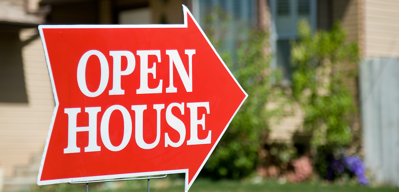 Open house sign in front of a home in Brantford, Ontario